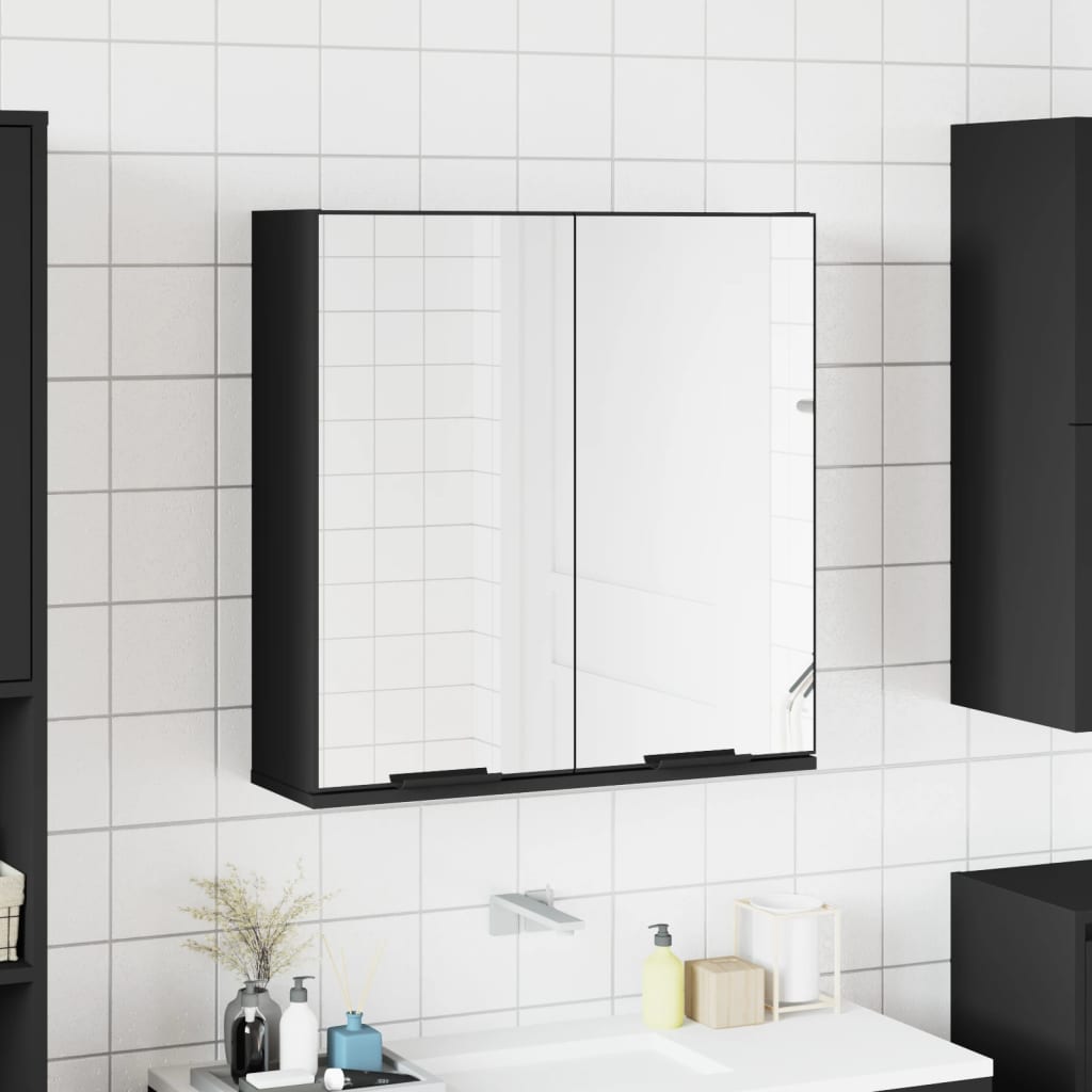 Schwarzer Spiegelschrank 64x20x67 cm