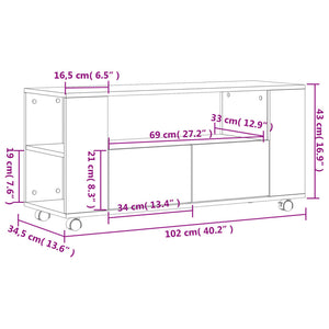 Meuble TV vidaXL gris béton 102x34,5x43 cm bois d'ingénierie