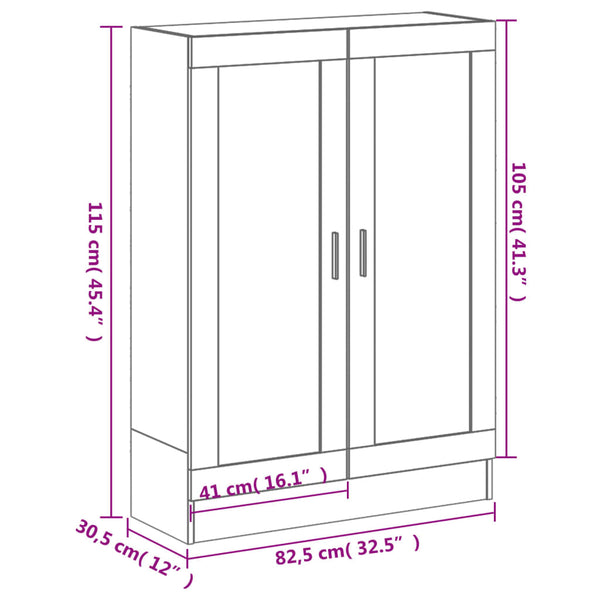 Bücherschrank Braun Eichenoptik, 115 cm hoch
