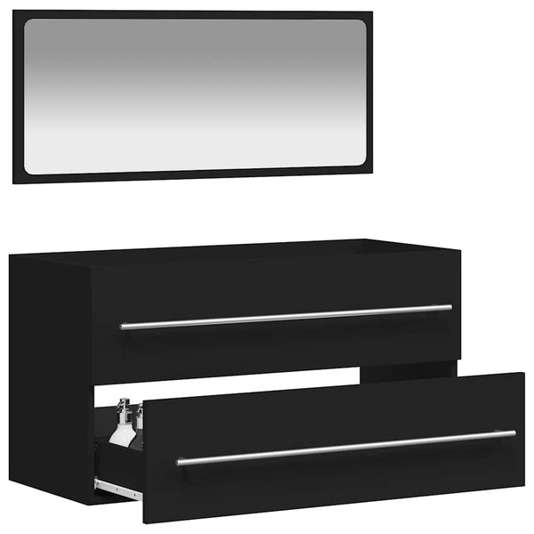 Badschrank mit Spiegel, Schwarz