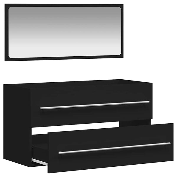 Badschrank mit Spiegel, Schwarz