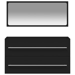 Badschrank mit Spiegel, Schwarz
