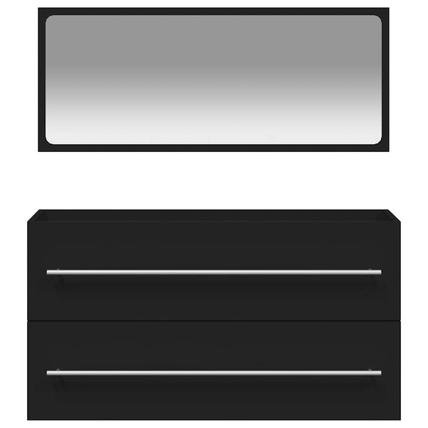 Badschrank mit Spiegel, Schwarz