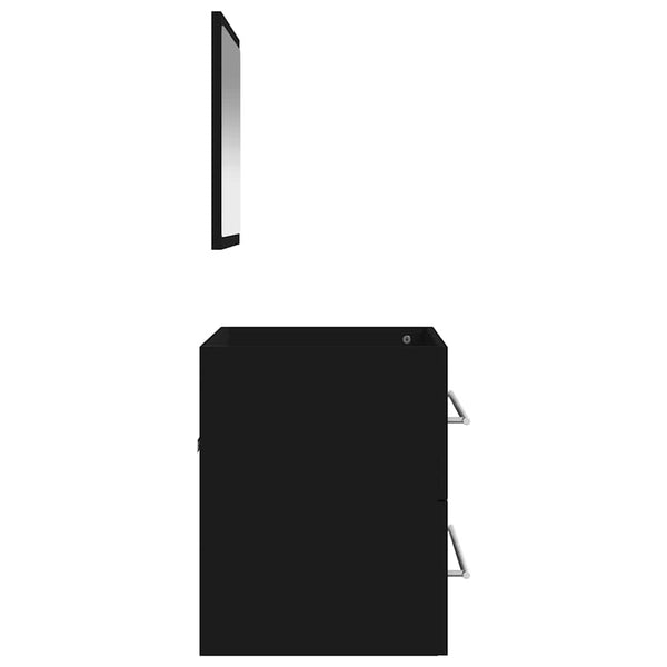 Badschrank mit Spiegel, Schwarz
