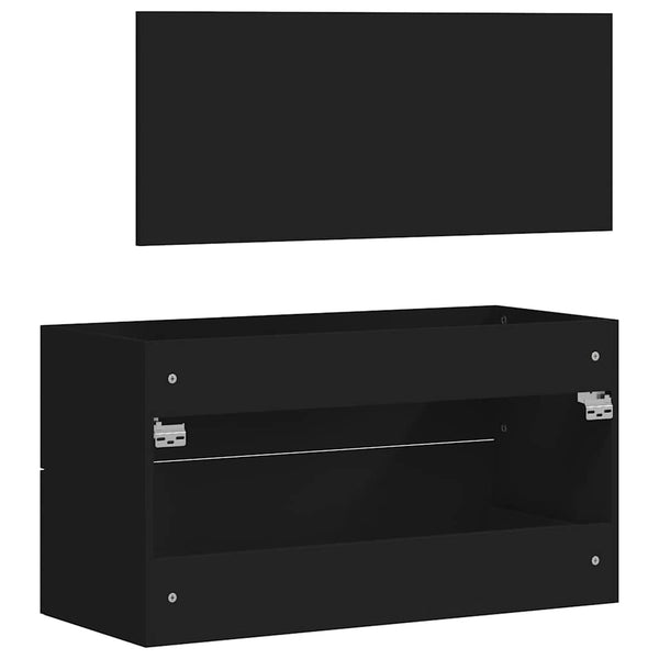 Badschrank mit Spiegel, Schwarz