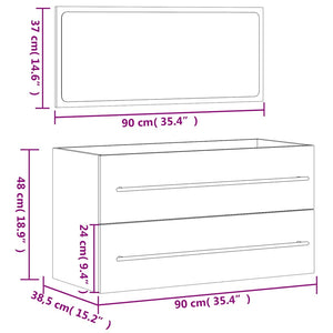 Badschrank mit Spiegel, Schwarz