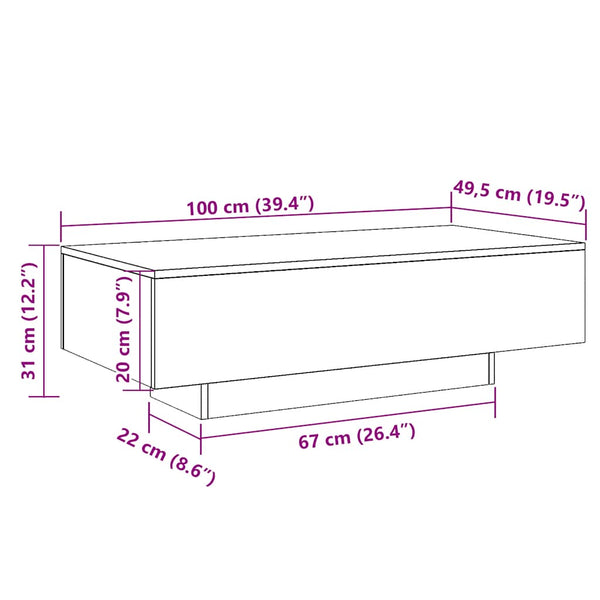 Couchtisch Grau Sonoma 100 cm
