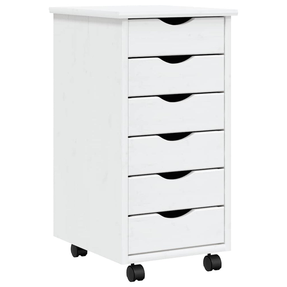 vidaXL Rolling Cabinet with Drawers MOSS White Solid Pine Wood