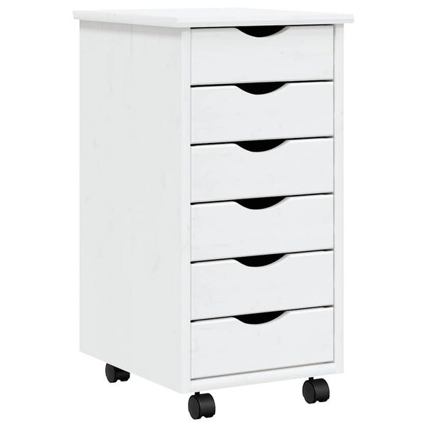 Rollschrank Kiefer Massivholz Weiß