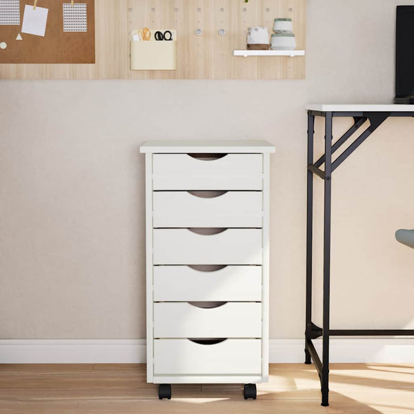 Rollschrank Kiefer Massivholz Weiß