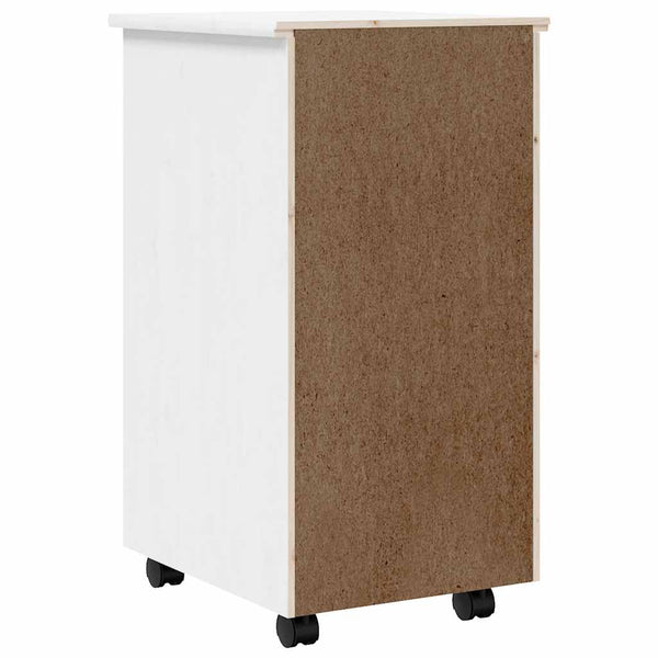 Rollschrank Kiefer Massivholz Weiß