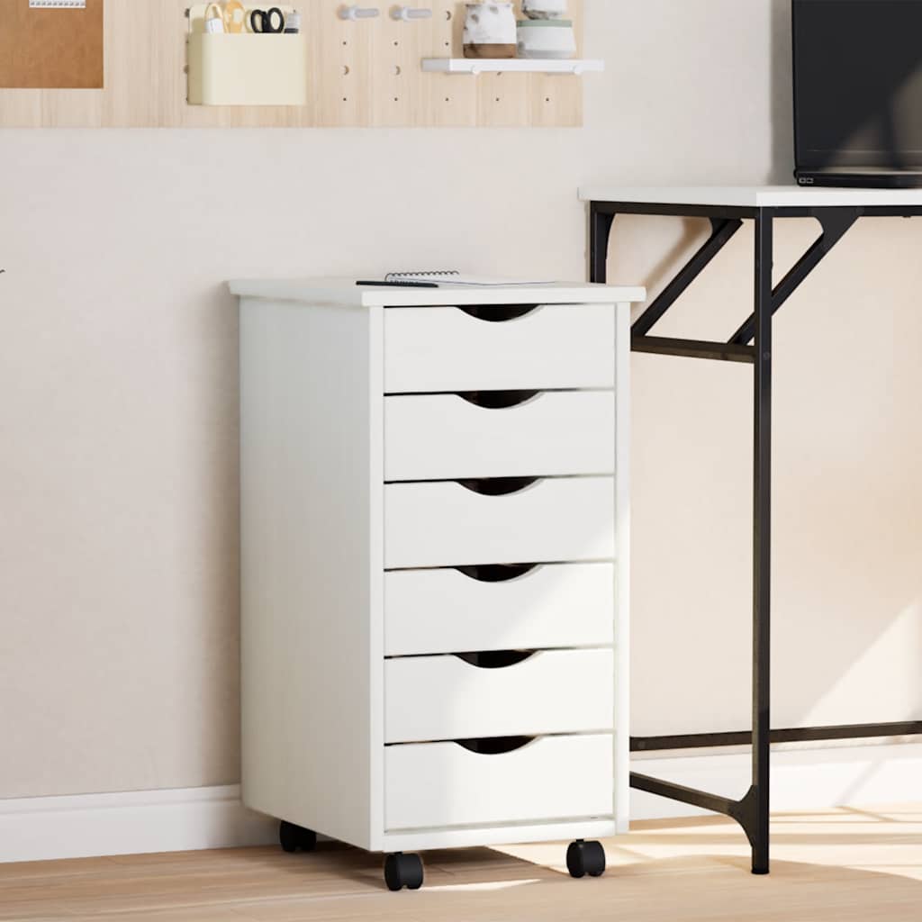 Rollschrank Kiefer Massivholz Weiß