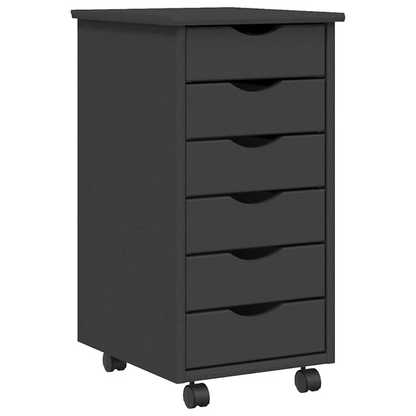 Rollschrank Kiefer Grau mit Schubladen