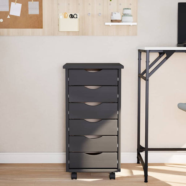Rollschrank Kiefer Grau mit Schubladen