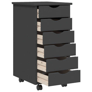 Rollschrank Kiefer Grau mit Schubladen