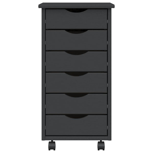 Rollschrank Kiefer Grau mit Schubladen