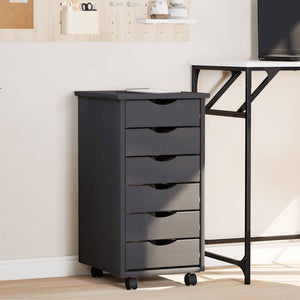 Rollschrank Kiefer Grau mit Schubladen