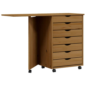 Rollschrank mit Schreibtisch Honigbraun Kiefer