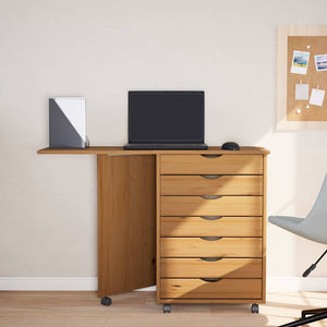 Rollschrank mit Schreibtisch Honigbraun Kiefer