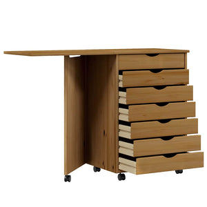 Rollschrank mit Schreibtisch Honigbraun Kiefer