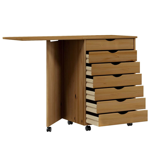 Rollschrank mit Schreibtisch Honigbraun Kiefer