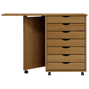 Rollschrank mit Schreibtisch Honigbraun Kiefer