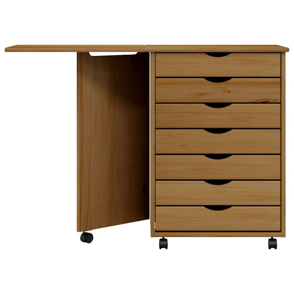 Rollschrank mit Schreibtisch Honigbraun Kiefer