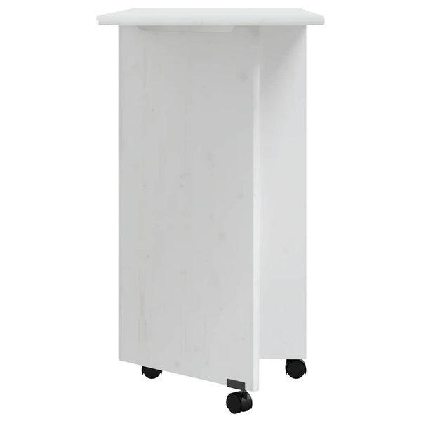 Rollschrank mit Schreibtisch Weiß Kiefer Massivholz