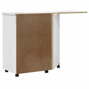 Rollschrank mit Schreibtisch Weiß Kiefer Massivholz