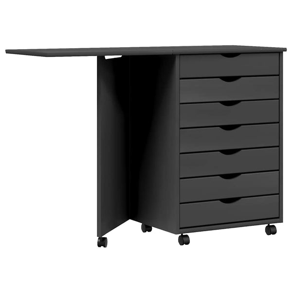 Rollschrank mit Schreibtisch MOSS Grau Kiefer