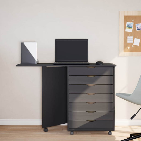 Rollschrank mit Schreibtisch MOSS Grau Kiefer