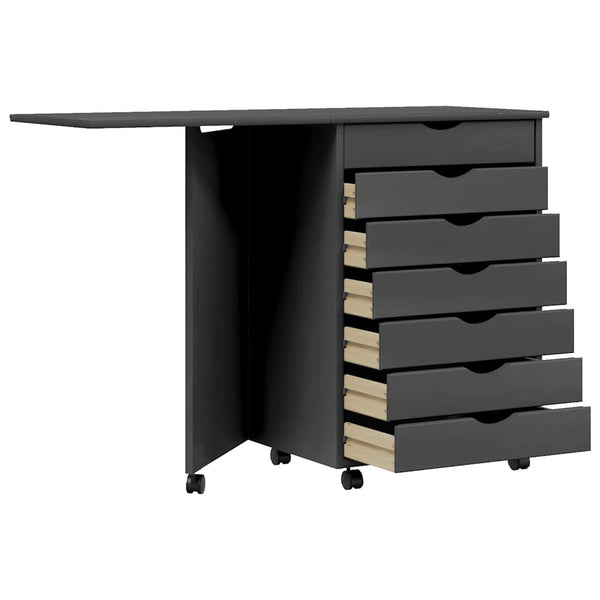 Rollschrank mit Schreibtisch MOSS Grau Kiefer