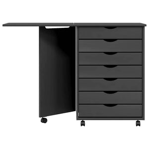 Rollschrank mit Schreibtisch MOSS Grau Kiefer