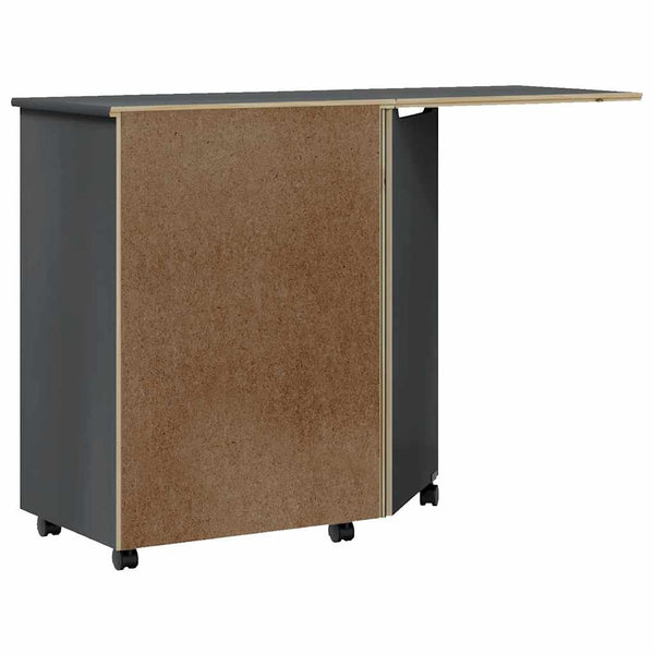 Rollschrank mit Schreibtisch MOSS Grau Kiefer
