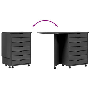 Rollschrank mit Schreibtisch MOSS Grau Kiefer