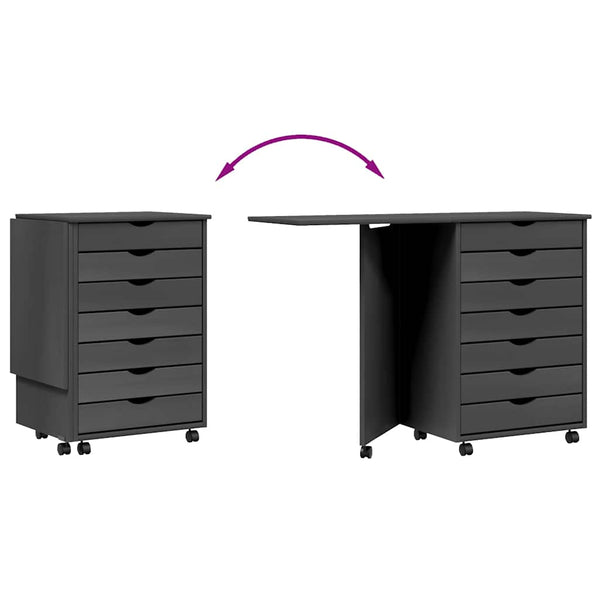 Rollschrank mit Schreibtisch MOSS Grau Kiefer