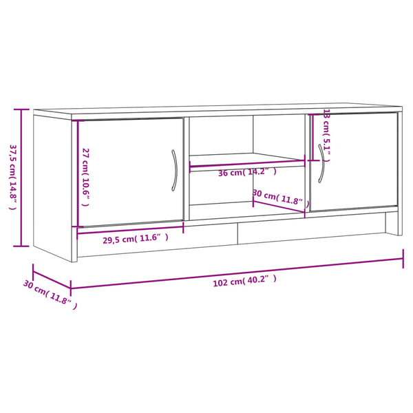Weißer TV-Schrank, 102 cm