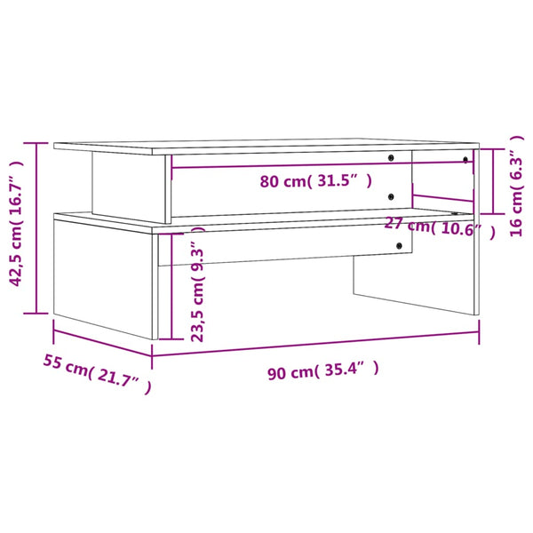 Couchtisch Grau Sonoma 90x55 cm