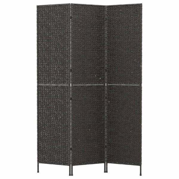 Schwarzer 3-teiliger Paravent aus Wasserhyazinthe, 122x180 cm