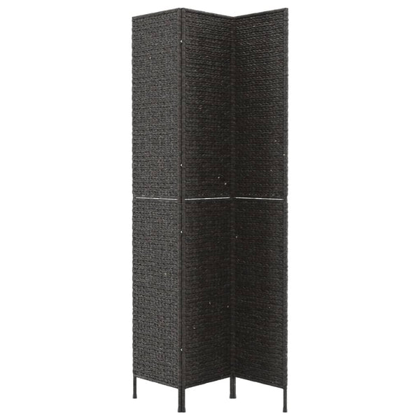 Schwarzer 3-teiliger Paravent aus Wasserhyazinthe, 122x180 cm