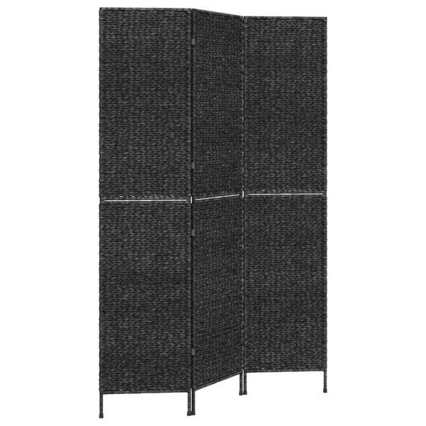 Schwarzer 3-teiliger Paravent aus Wasserhyazinthe, 122x180 cm