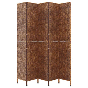 5-teiliger Paravent Braun Wasserhyazinthe 205x180 cm