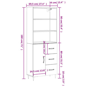 Highboard Braun Eichenoptik 180 cm