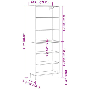 Highboard Weiß Hochglanz 69,5x32,5x180cm