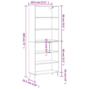 Highboard Grau Sonoma 69,5x32,5x180 cm