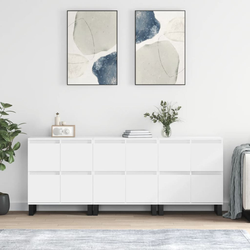 vidaXL Sideboards 3 pcs. White Engineered Wood