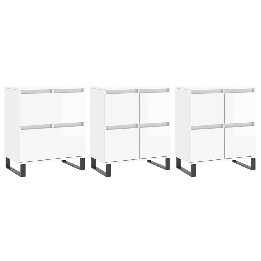 vidaXL Sideboards 3 pcs. High-Gloss White Engineered Wood
