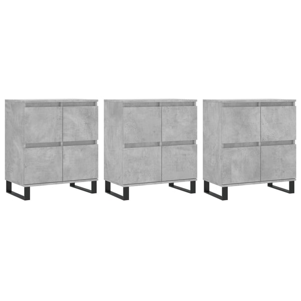 Sideboards 3 Stk. Betongrau Holzwerkstoff