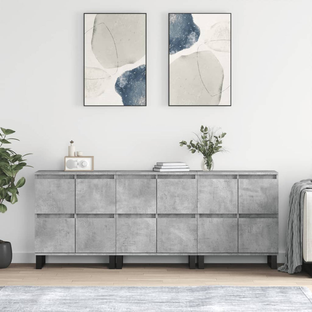 vidaXL Sideboards 3 pcs. Concrete Grey Engineered Wood