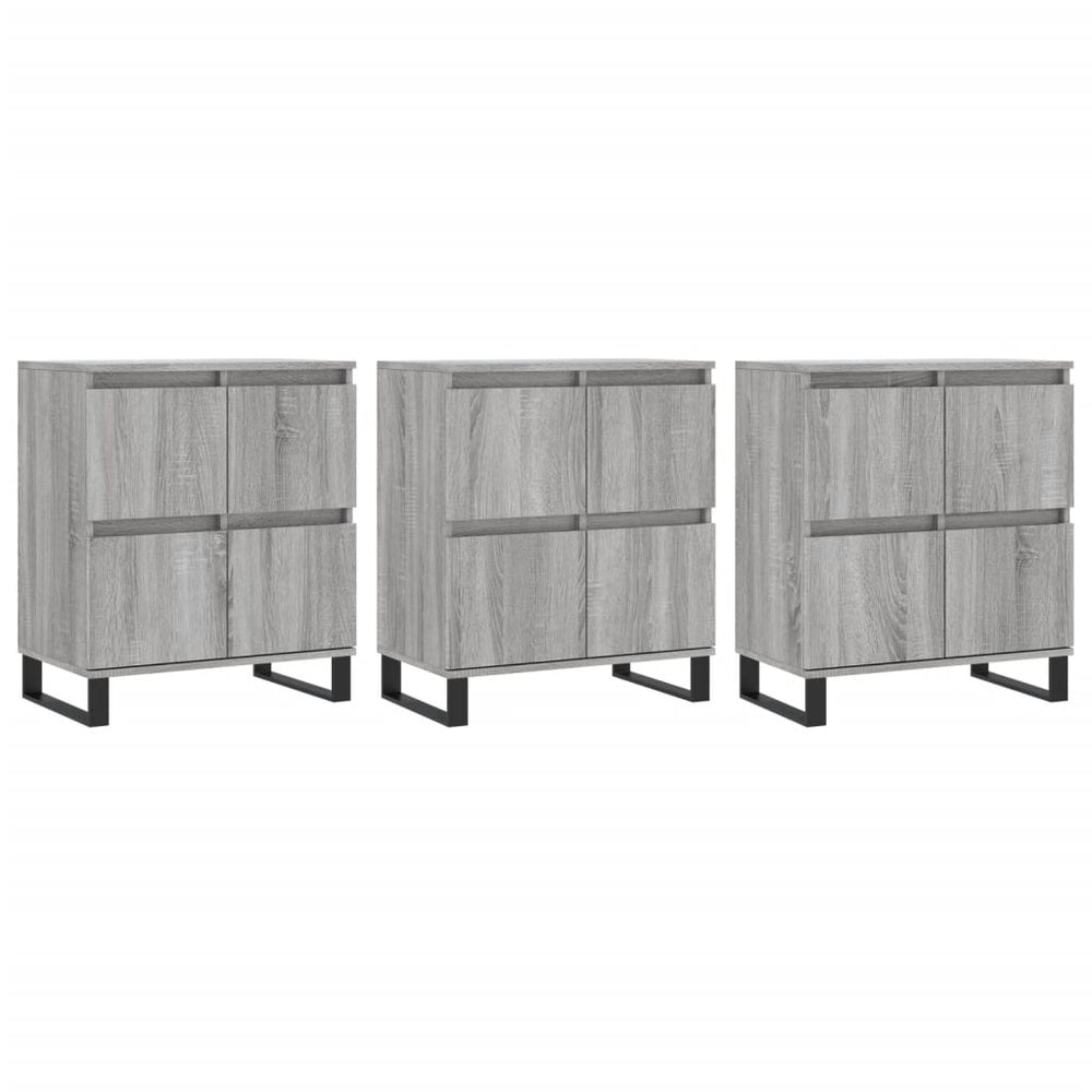 vidaXL Sideboards 3 pcs. Grey Sonoma Chipboard